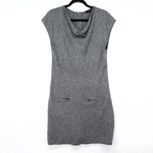Bcbgmaxazria Wool Cashmere Sweater Dress Size Medium Cowl Neck Sleeveless Gray - Picture 1 of 11